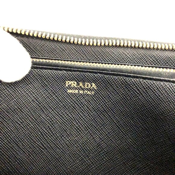 PRADA Logo Plate Mermaid Pattern Saffiano Leather Zippy Long Wallet/6BF0200 - Picture 8 of 8